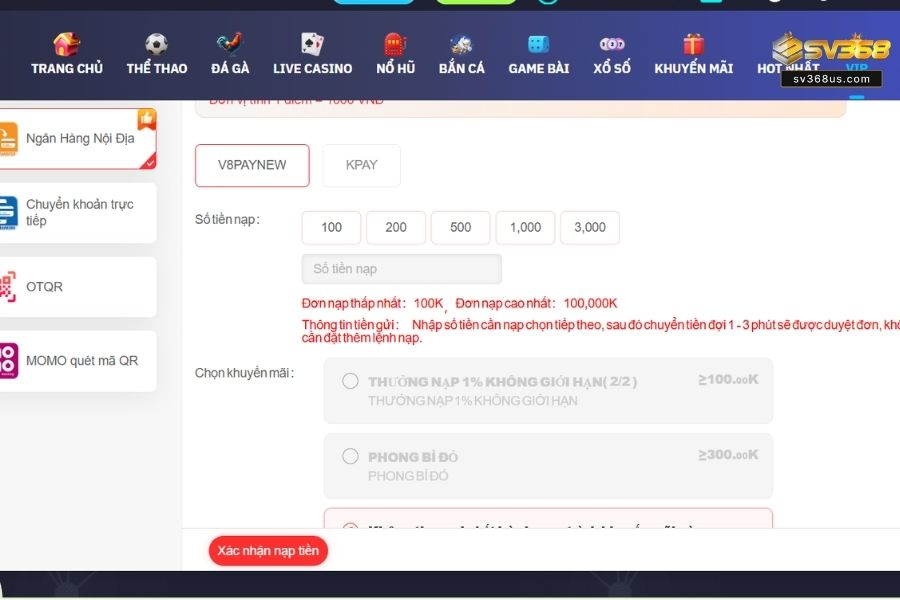 Thanh toán qua ngân hàng được người chơi lựa chọn nhiều nhất